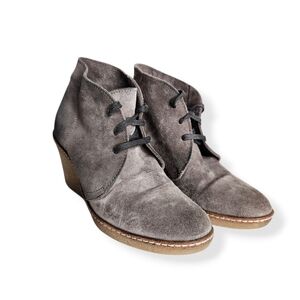 J. Crew MacAlister Lace Up Wedge Boots Gray Booties Women's Size 5 Made in Italy